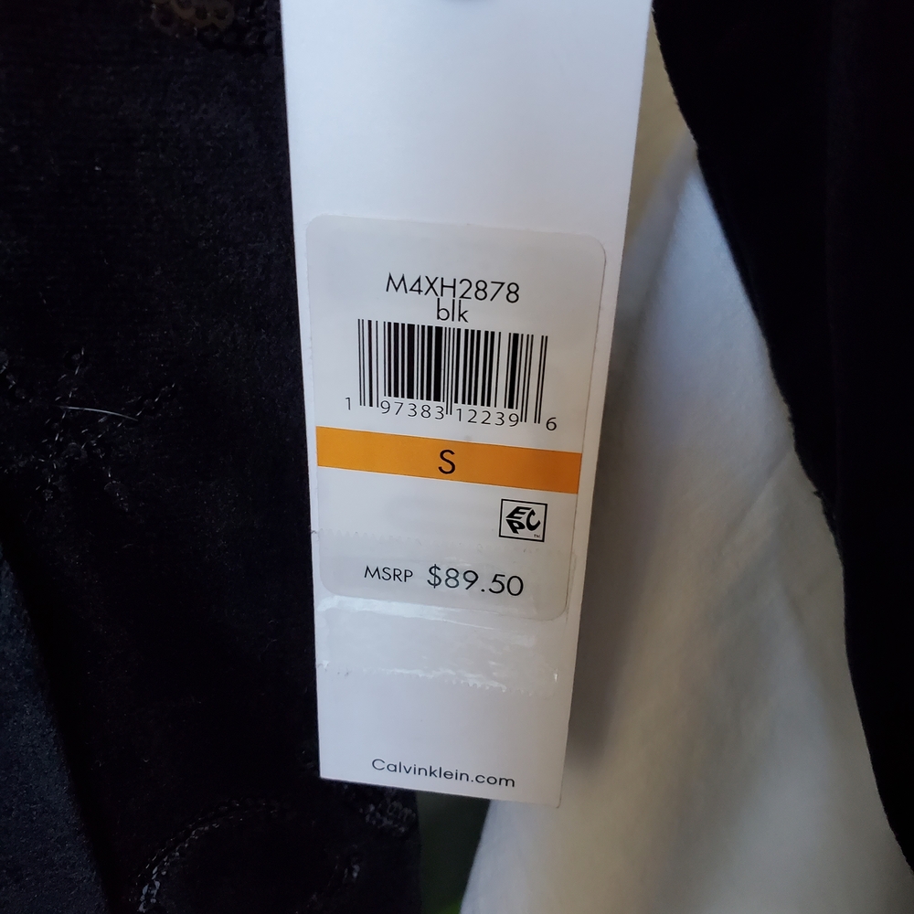 NWT Calvin Klein Black Sequin Velour Zip Hoodie Jacket — Small - Picture 5 of 8
